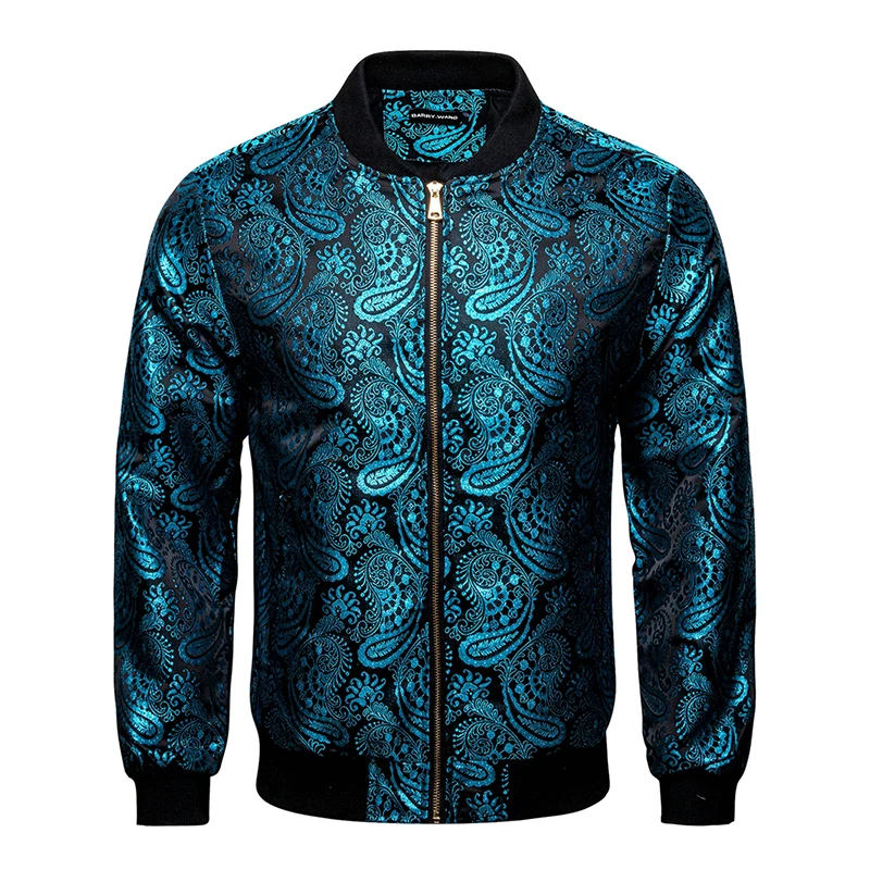 Gold Paisley Jacket Men\'s Clothing 3D Printed Colorful Long Sleeve Zipper Jackets Luxury Graphic Street Trend Autumn Bomber Coat