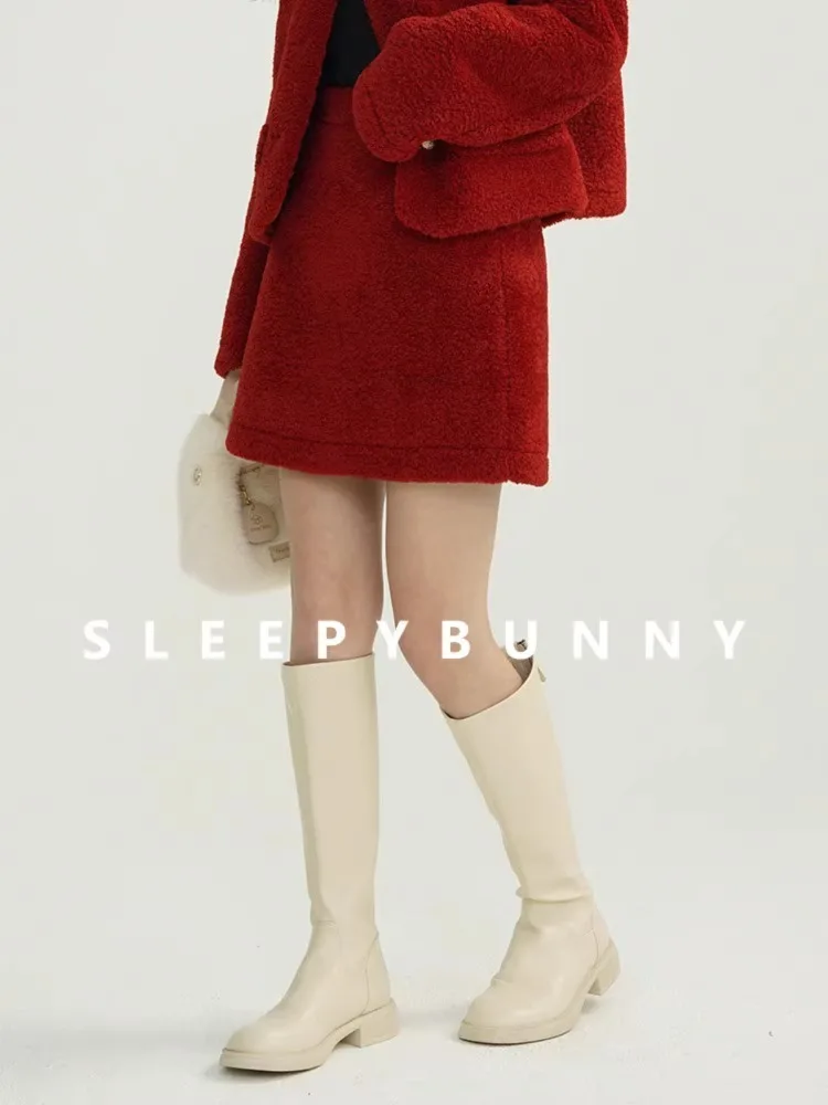 

Elegant Faux Shearling Skirt Set Women Winter Warm Teddy Coat Mini Skirt Two-Piece Outfit Korean Style Chic Lady Celebrity Look