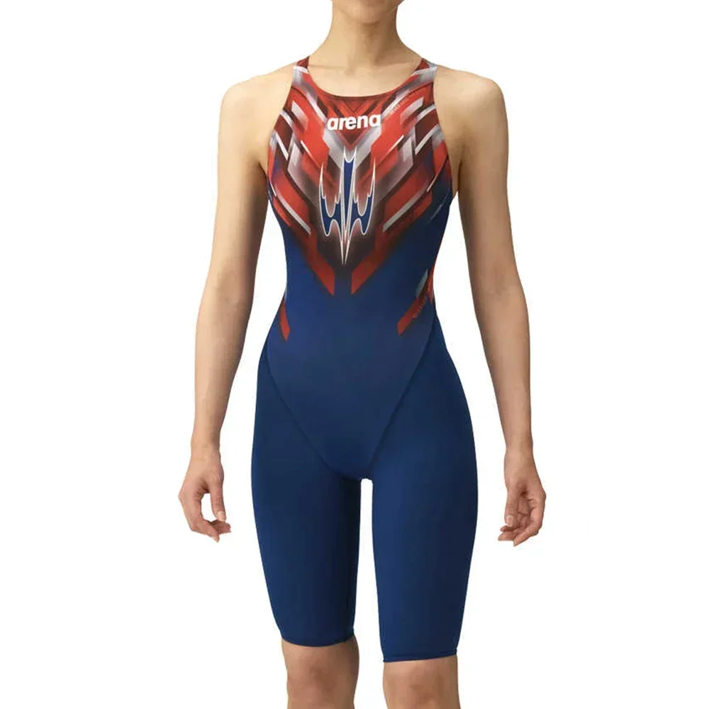 Women One Piece Swimsuit Triathlon Competitive Pro Training Knee Length Quick Dry Swimwear Swimming Pool Comfortble Bathing Suit