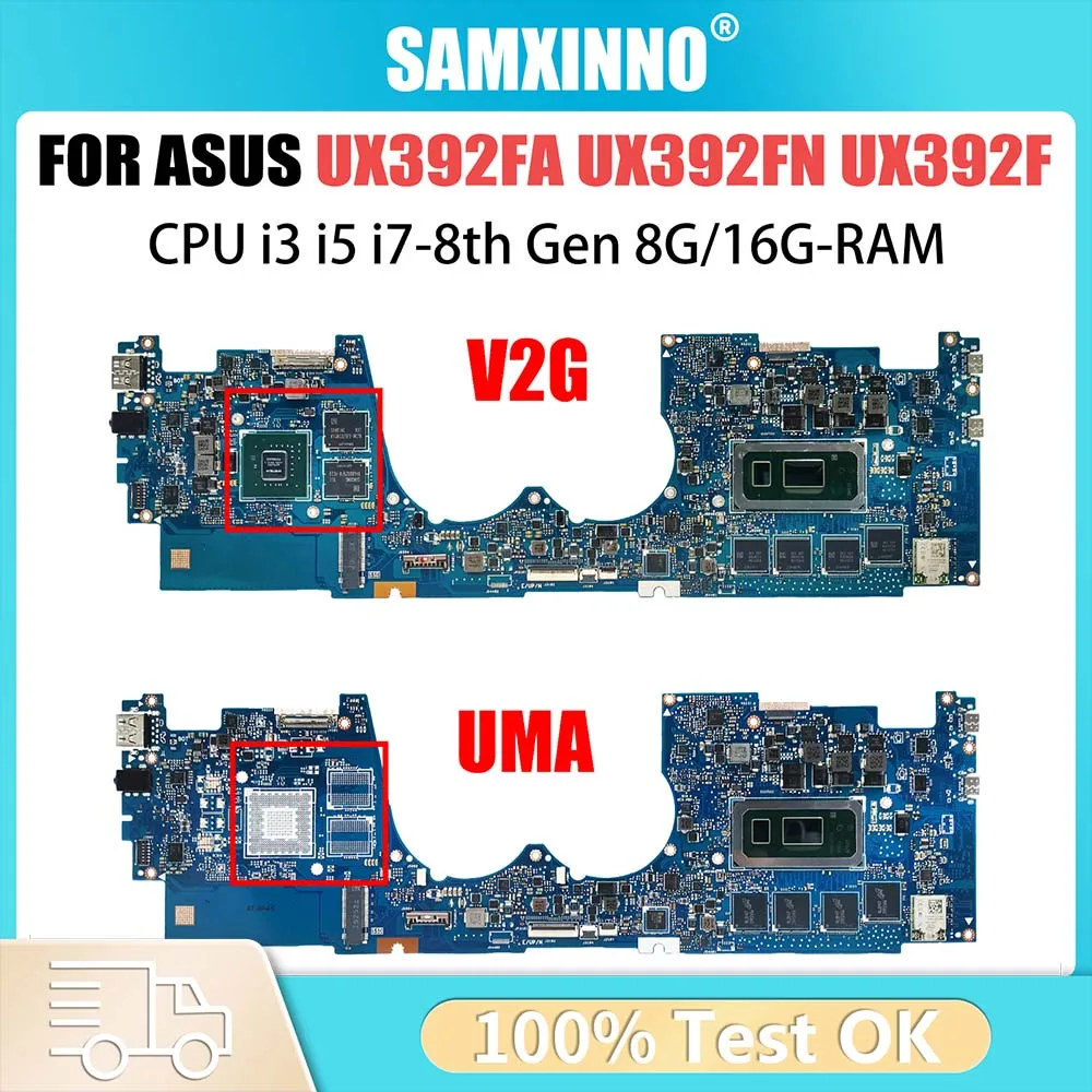 

Laptop Mainboard For ASUS ZenBook S13 UX392FA UX3000X UX392FN Computer Motherboard I3 I5 I7 8th Gen CPU MX150 UMA 8GB 16GB