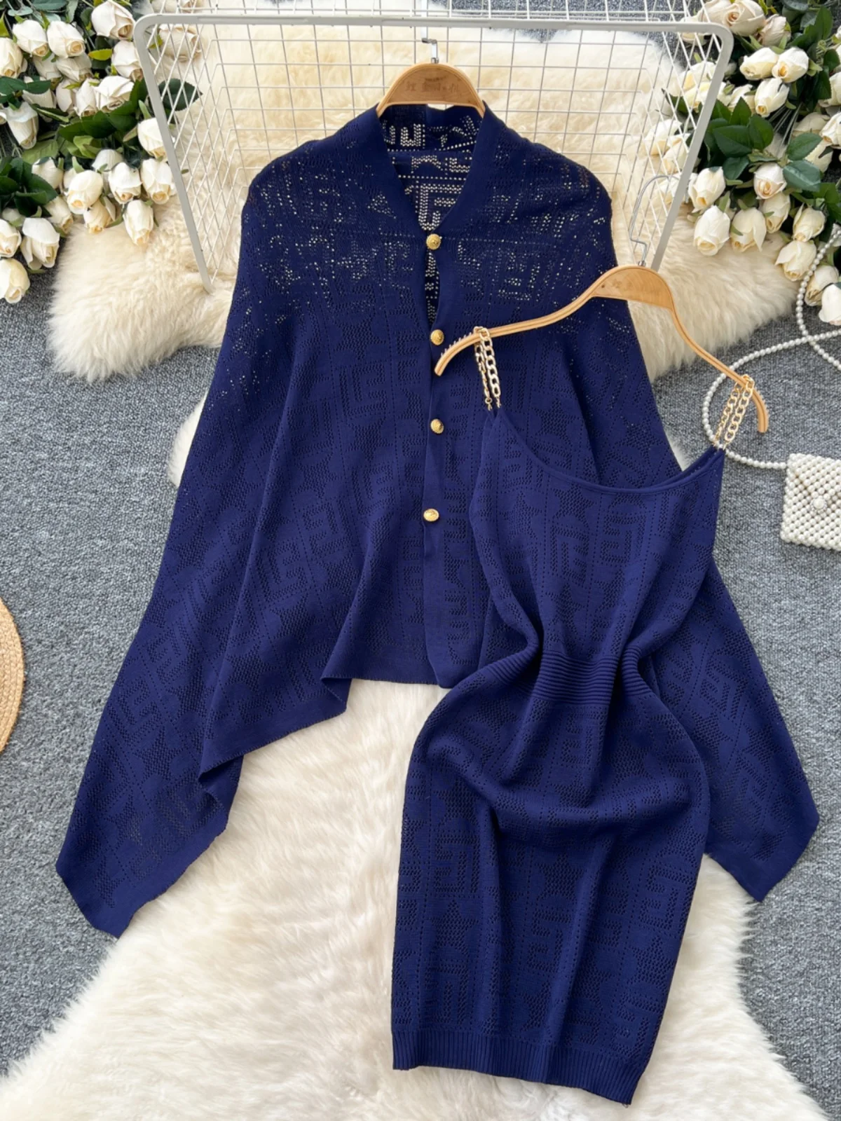 طقم نسائي محبوك من Cowl Ne Dr And Jaet طقم غير متماثل فضفاض مناسب ملابس خارجية قابلة للتنقل مجموعة شتوية #2