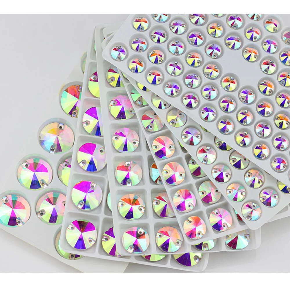 All Size Rivoli Glass Crystal Sew On Rhinestone Flatback Round Beans 3200 Round