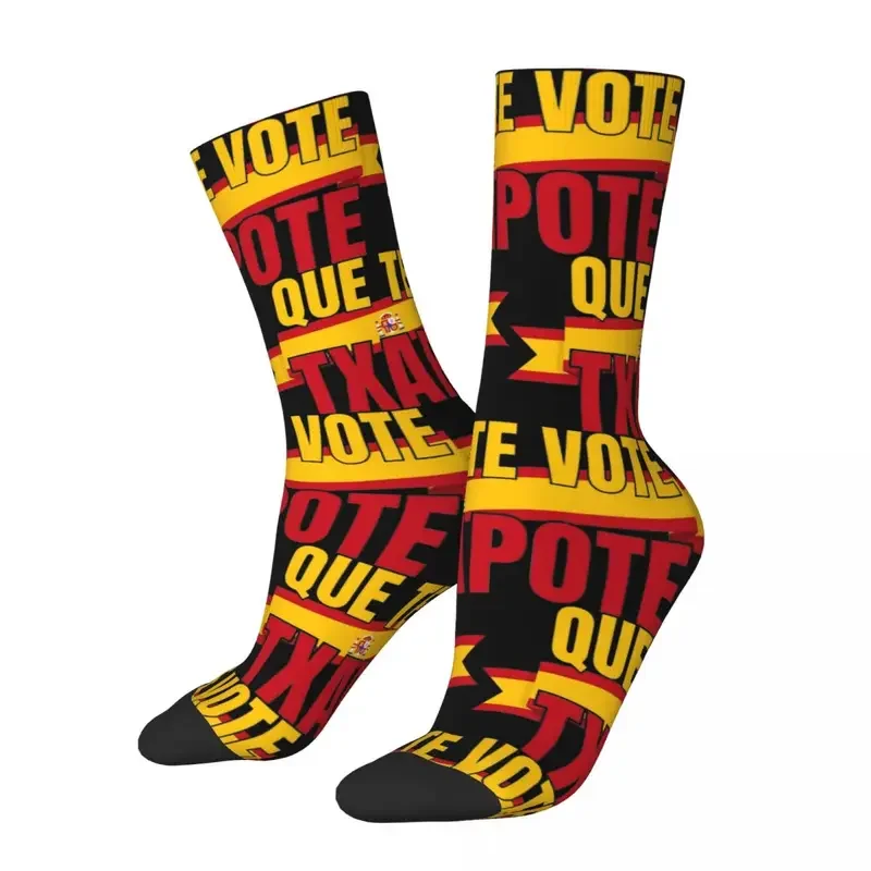 

Y2K Retro Vote Txapote Sports Meme Polyester Long Socks For Women Men Sweat Absorbing