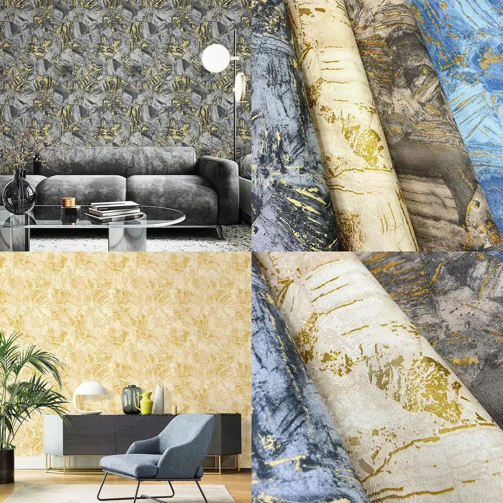 Industrial Vintage Gilded Distressed Wallpaper for Living Room Hotel Restaurant TV Background Wall High End PVC Waterproof