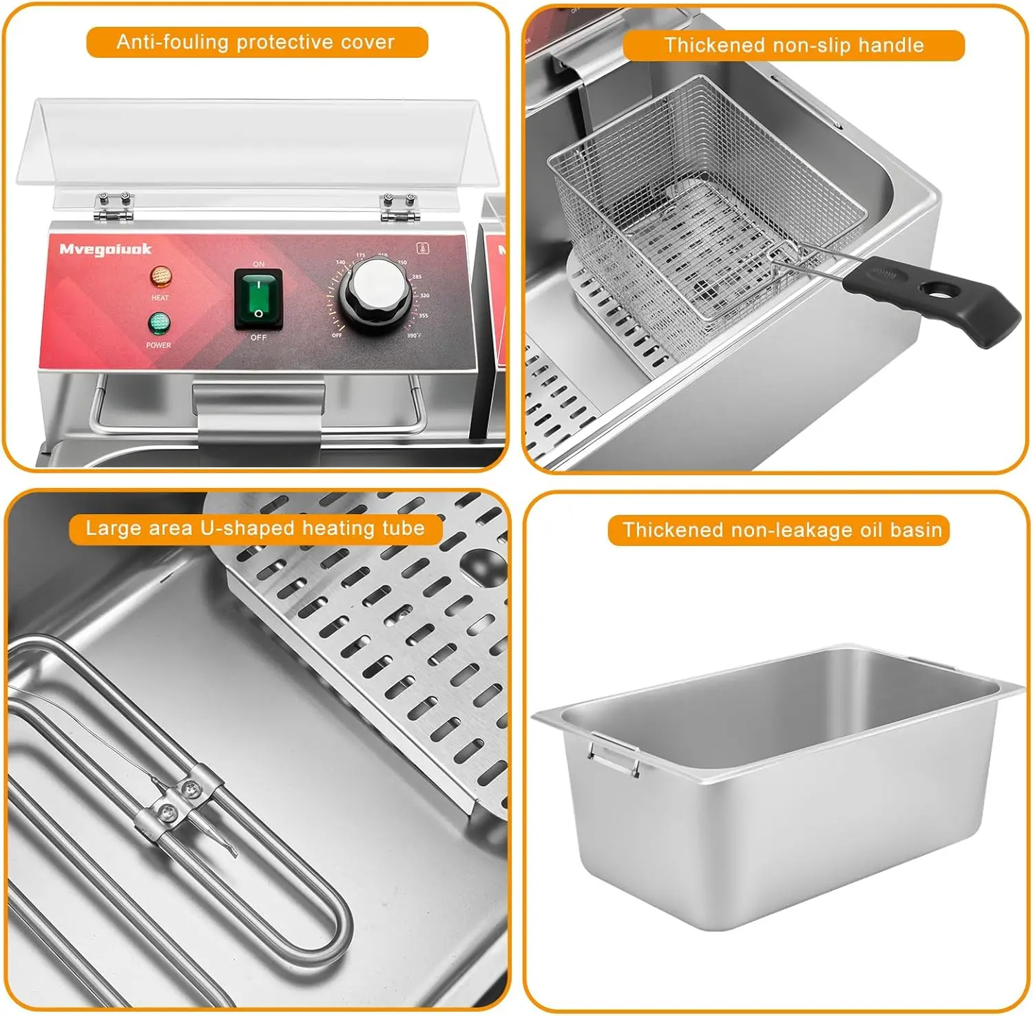 Electric Large Deep Fryer With 3 Basket 3600W Commercial Turkey Fryer Pot With Oil Filtration Lid 25QT Stainless Steel