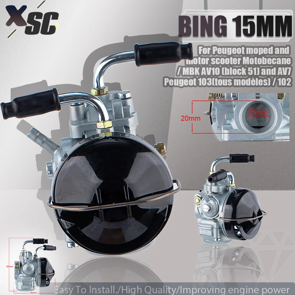 15mm Carburetor For Dellorto SHA 15/15 Youngst 50 2007-2011 Peugeot 102 MBK 51 AV10 AV7 2 Stroke Moped Carburetor SHA4 SAH15