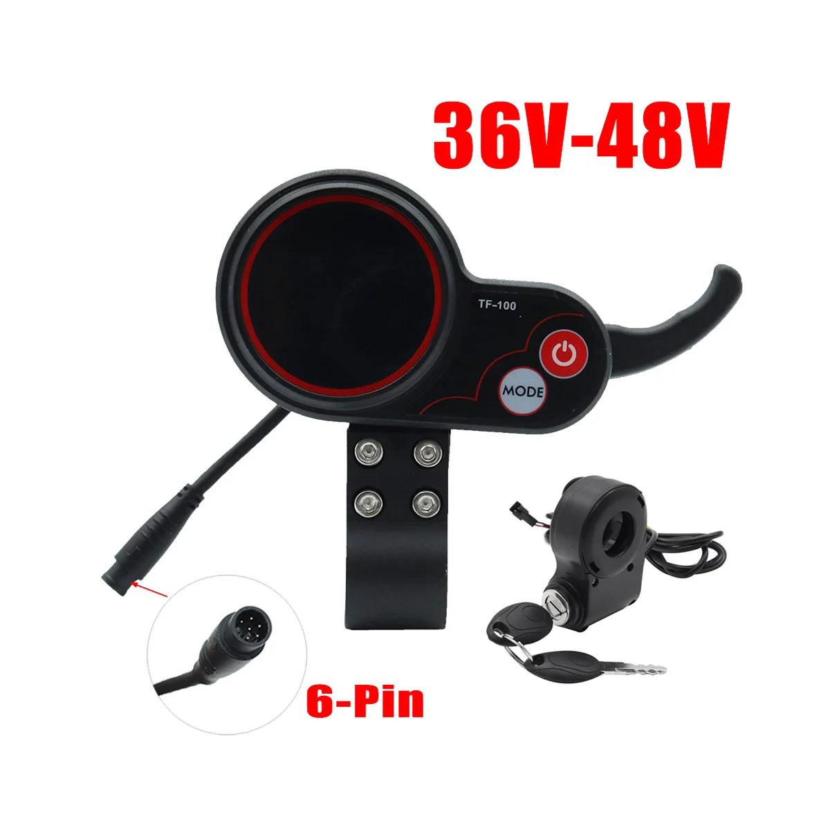 TF-100 Display Dashboard 6Pin+Ignition Lock Key Scooter Speedometer for Kugoo M4 Electric Scooter Parts