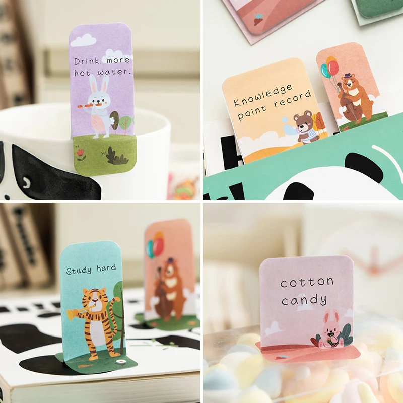 동물 파티 양면 편의 스티커 크리 에이 티브 만화 3 차원 n 시간 스티커 라벨 Stickable