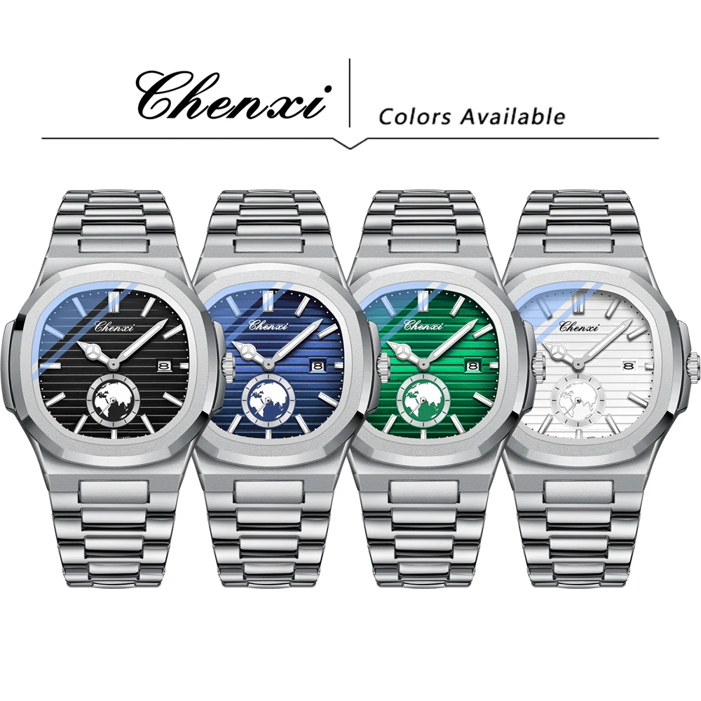 CHENXI رجال الأعمال الأصلي الفولاذ المقاوم للصدأ ساعة كوارتز مقاوم للماء رجل مضيئة عرض التاريخ أنيق دائم ساعة اليد الذكور #5