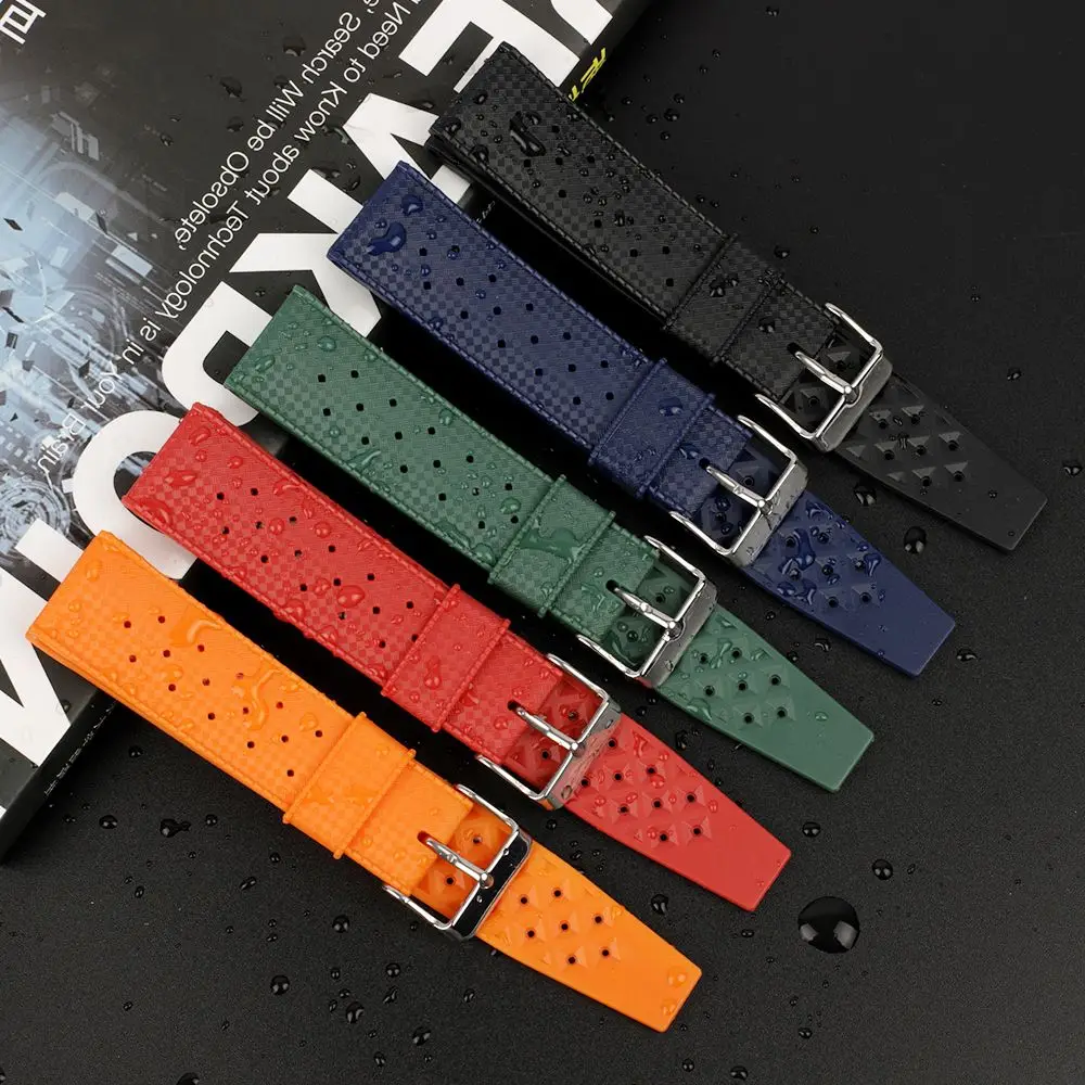 Premium Tropic Rubber Watch Strap 20mm 22mm Watch Band Diving Waterproof Watchband Black Red Green Blue Orange Bracelets