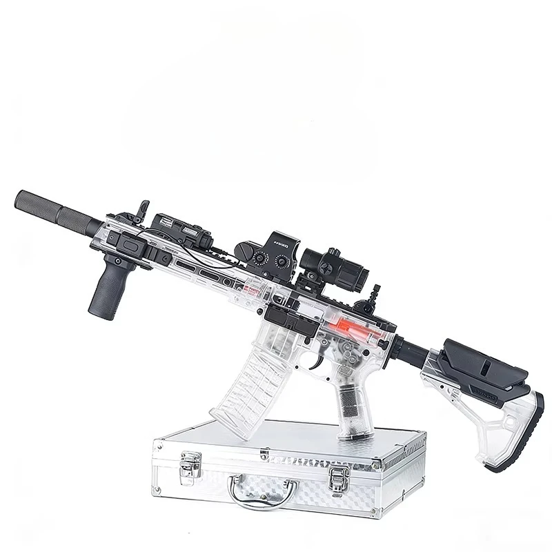 Pistola Giocattolo Elettrica a Sfere di Gel Trasparente in PC, Modalità Manuale e Automatica, Ricaricabile - Adatta per Giochi di Tiro all'Aperto Estivi