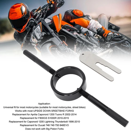 Imagen 2 del producto Kit de herramientas de compresor de resorte de horquilla de motocicleta para la mayoría de bicicletas de calle al revés, mantenimiento de motocicletas, reparación de aluminio Universal