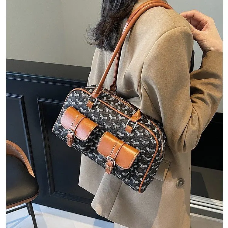 Solid Color Commuter Diaper Bag Elegant Leather Retro Square Satchel Unique Leisure Business Tote For Shopping - view 3
