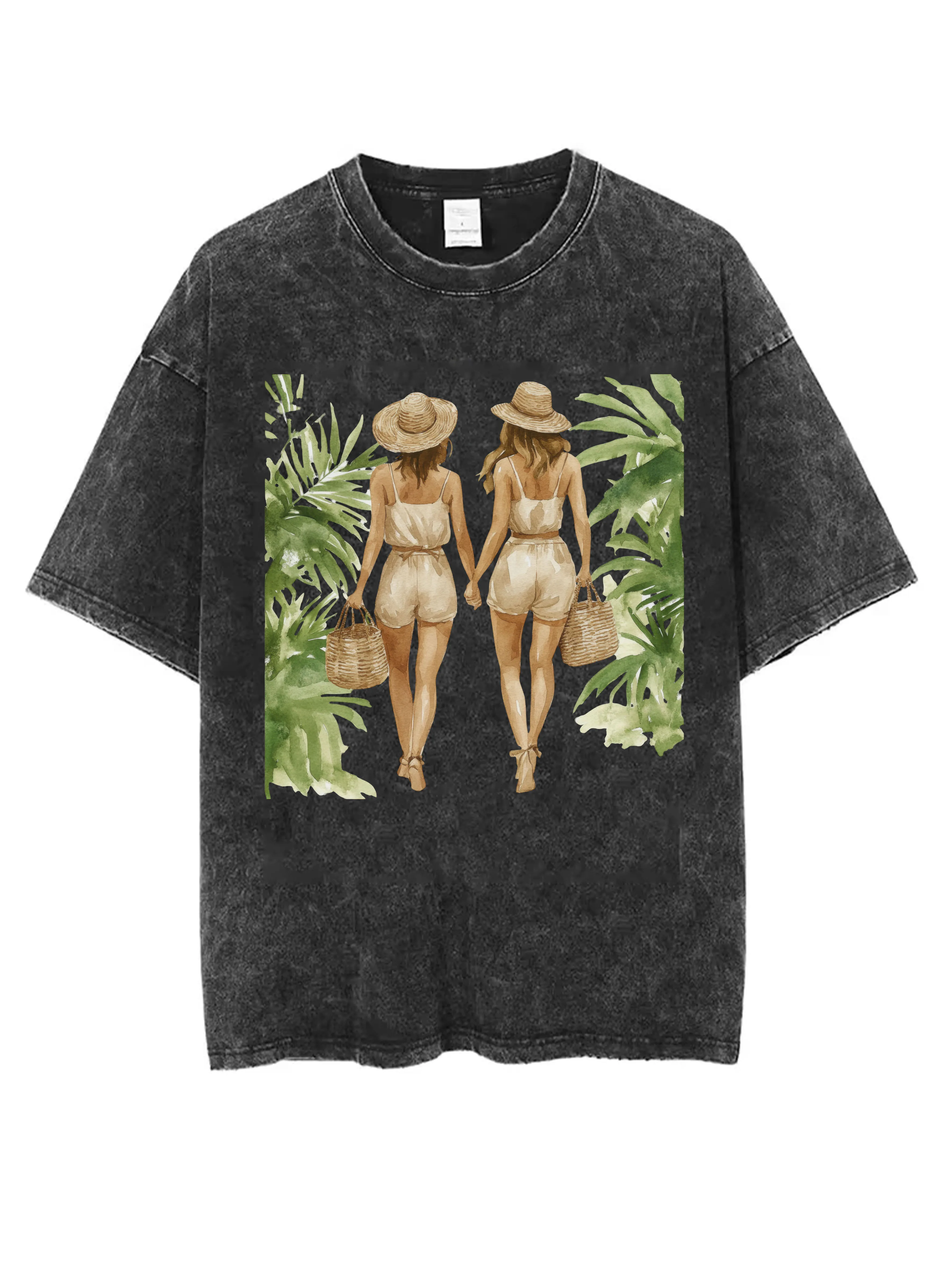 تي شيرت مغسول برقبة دائرية للجنسين، فضفاض مناسب ومريح، تصميم مطبوع للهالوين الأسود، قميص كاجوال شتوي الأكثر مبيعًا