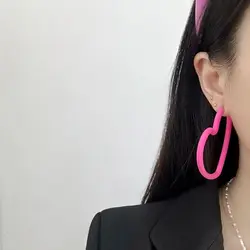 Simple Love Heart Hoop Earring Candy Colored Geometric Love Earrings Exaggerated Fashion Personality Love Heart Big Hoops Girls