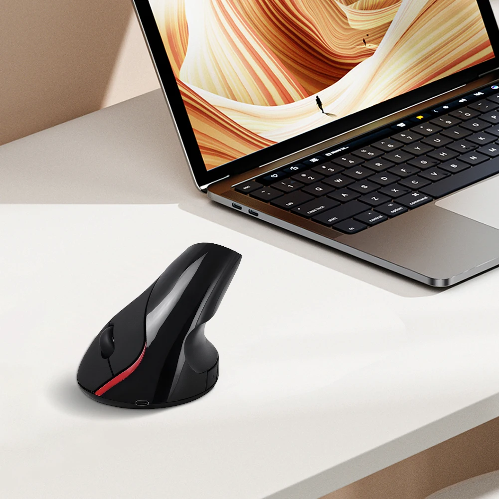 2.4G ماوس لاسلكي عمودي قابل لإعادة الشحن أجهزة الكمبيوتر المحمولة الكمبيوتر الفئران ث/جهاز استقبال USB 2400 ديسيبل متوحد الخواص 6 أزرار لأجهزة الكمبيوتر المحمول ماك ويندوز