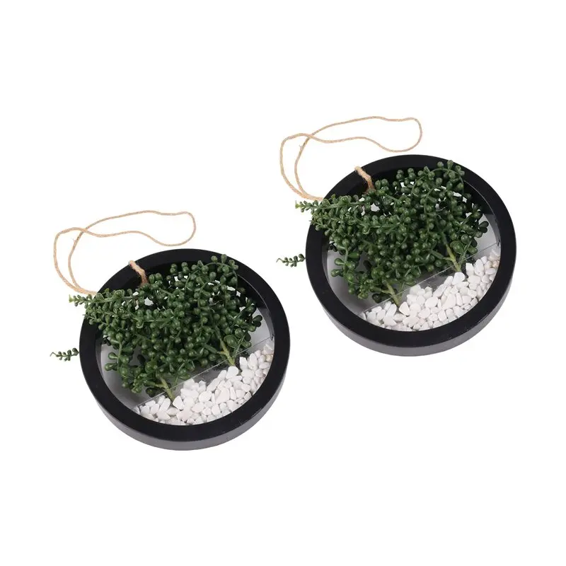 AT21-2Pcs Black Artificial Hanging Plants Fake String