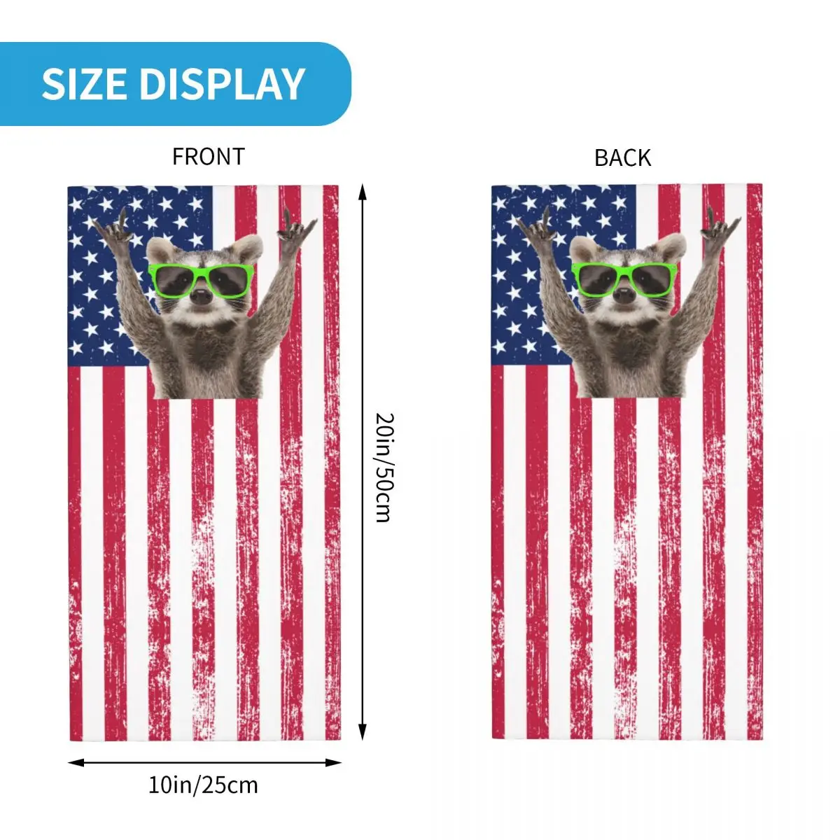 Custom Funny Green Sunglasses Raccoon Bandana Neck Gaiter UV Protection Face Scarf Cover Women Men Headwear Tube Balaclava