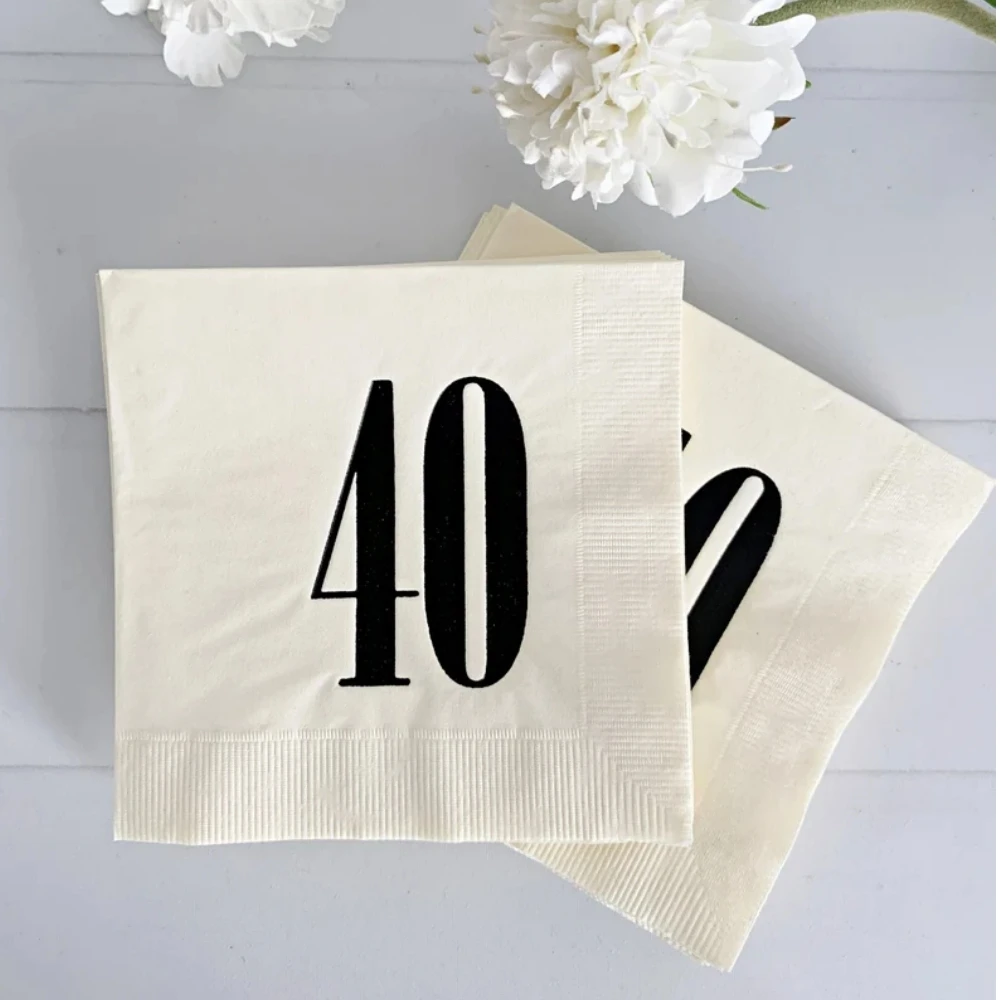 

Personalized 40th Birthday Napkins, 40th Anniversary Announcement, Birthday Party Beverage Napkins, Cocktail Napkins, 50Pcs