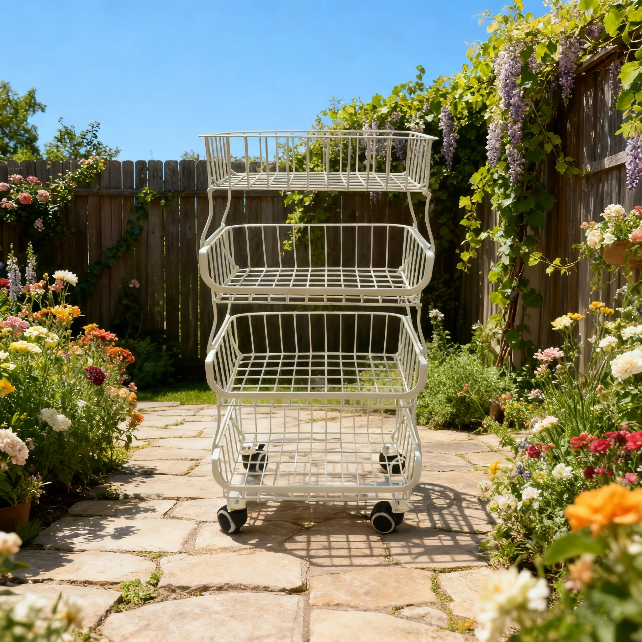 

Handmade Four-Tier Foldable Waterproof Portable Wrought Iron Plant Stand Shelf Display Organizer Rack for Flower Pot Dinnerwarep