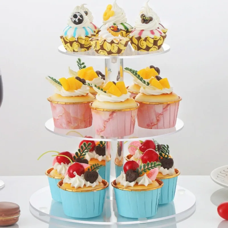 

Cupcake Stand 3/4/5 Tier Acrylic Round Clear Cup Cake Display Shelf Cupcake Holder Plate Birthday Party Decoration Stands