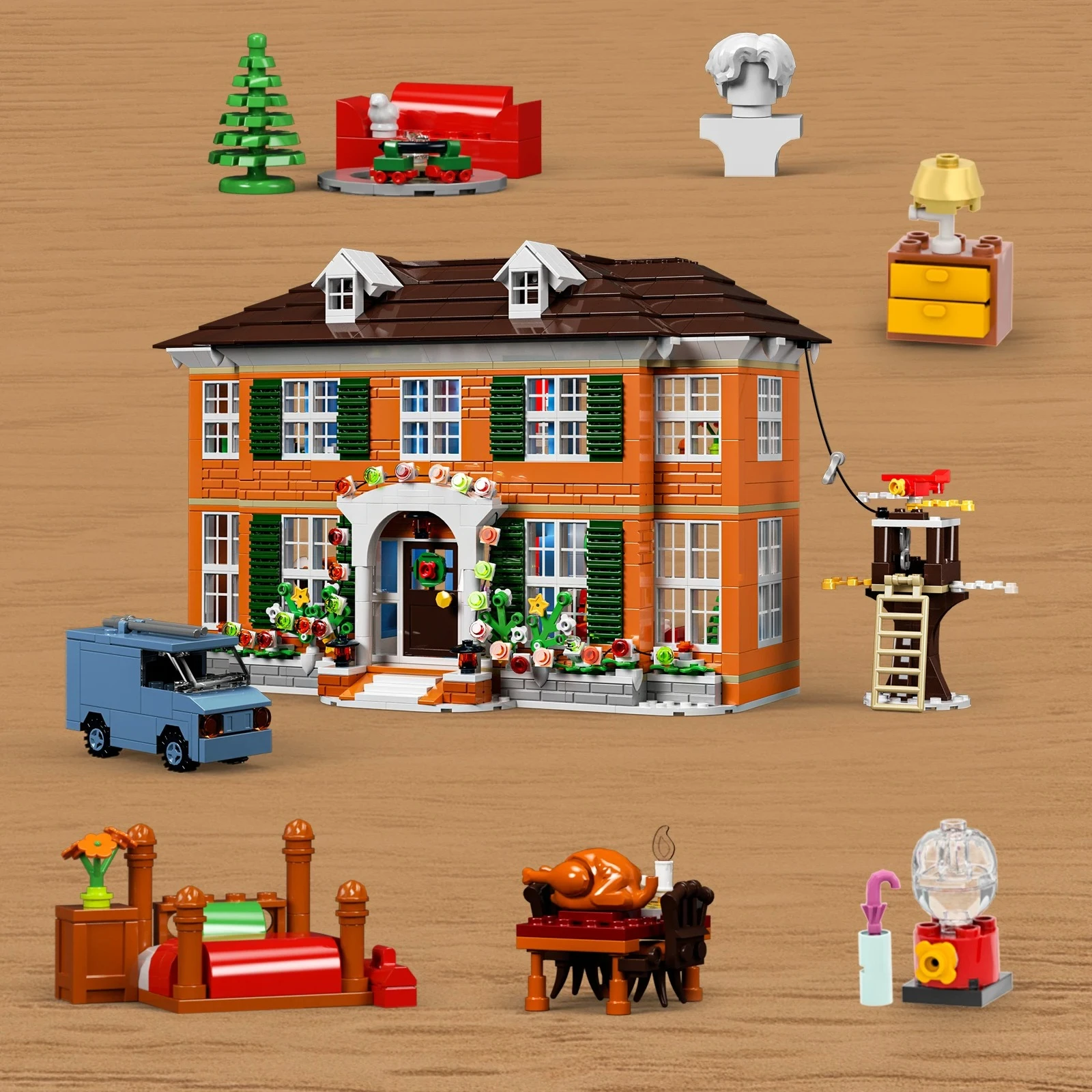 Conjunto de blocos de construção Kevin Home, tijolos ideais para casa, kit de construção criativa de férias, presente de Natal para fãs de filmes (1138 peças)