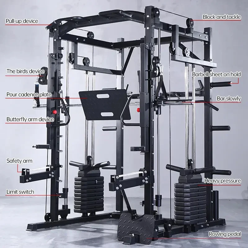 Commercial Smith Machine Multi Functional Power Rack Home Gym Equipment for Strength Training and Muscle Building