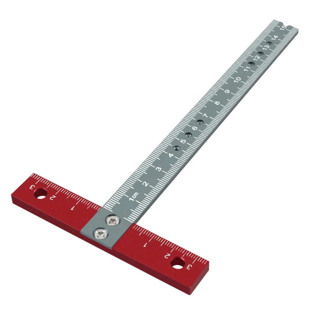 1pc Aluminum Alloy T Square Ruler Woodworking Scriber T Square Marking T Ruler Scriber Hole Positioning Marking Gauge Tool