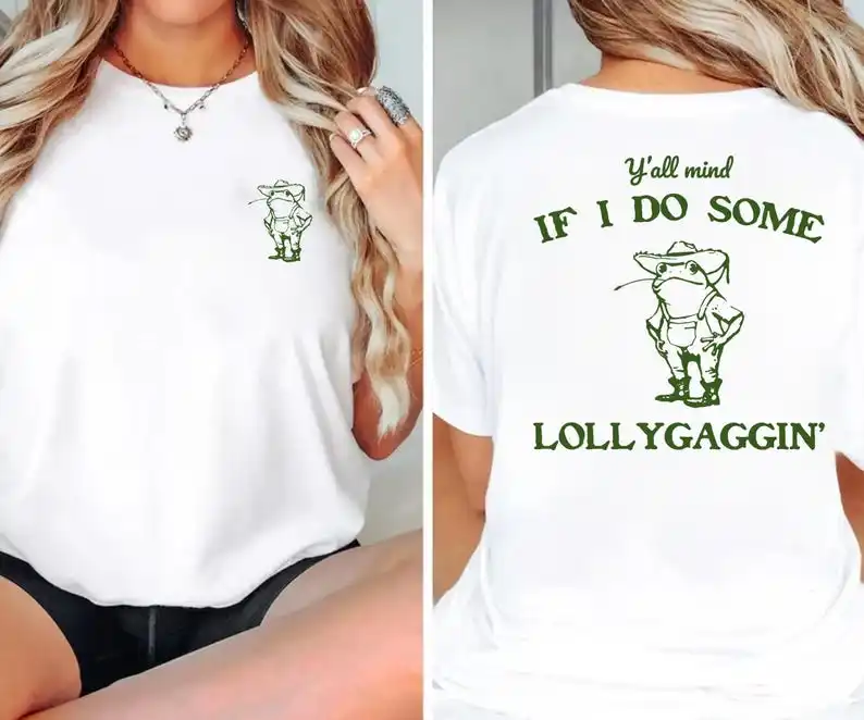 

Y'all Mind, если я делаю Some Lollygging Shirt, рубашка в стиле ретро с лягушкой, милая подарочная футболка, футболка для любителей лягушек, винтажная футболка