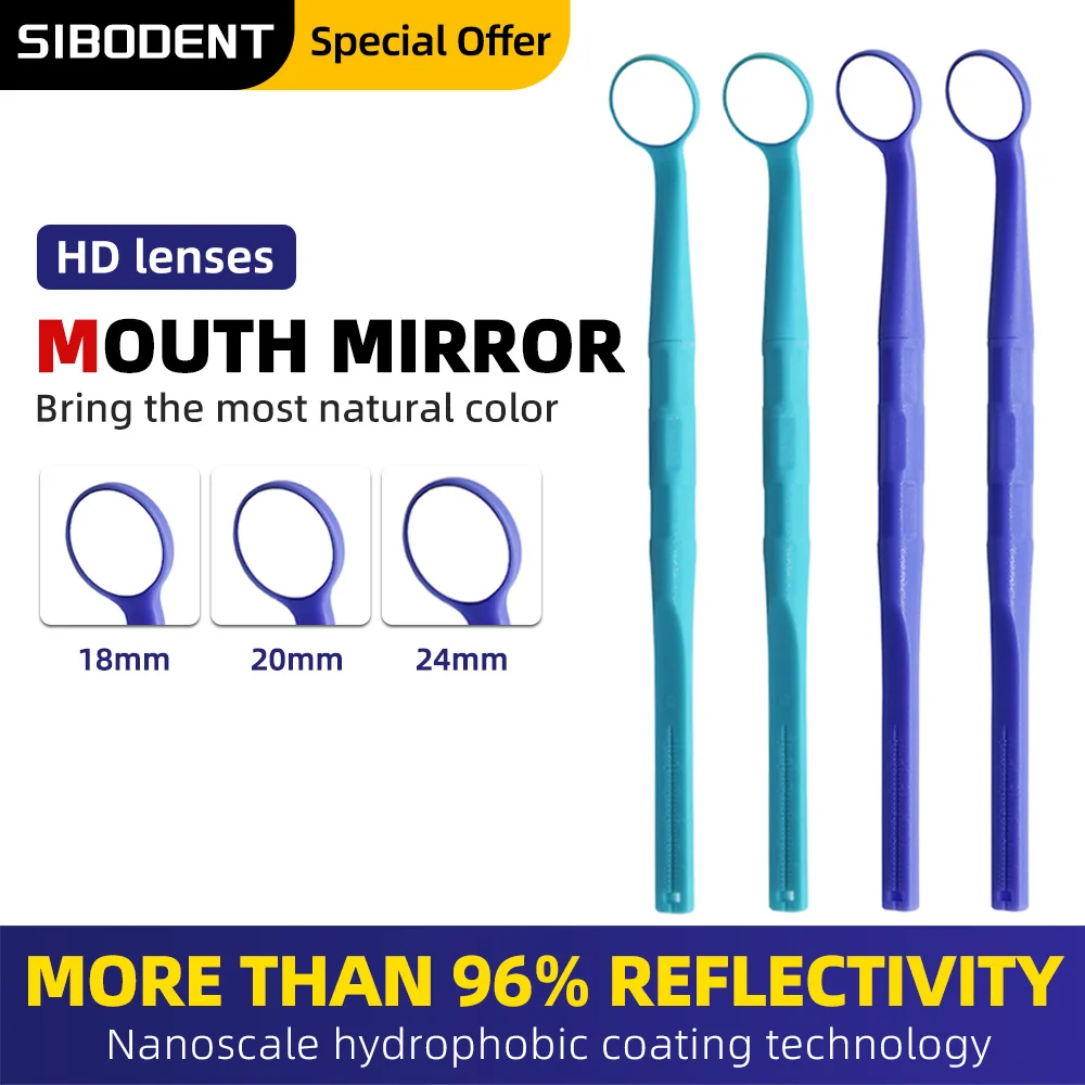 5pcs/Set Dental Anti-fog HD Mouth Mirror Surface Exam Mirrors Colorful Handle Reflectors Autoclavable Teeth Whitening Tool