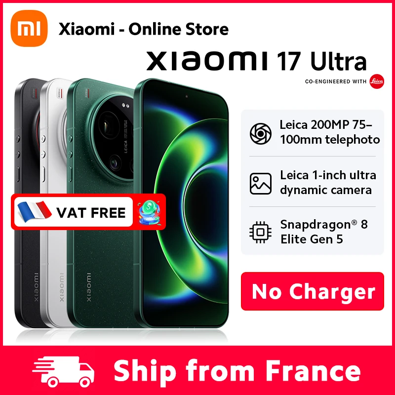 Nouveau smartphone Xiaomi 17 Ultra, version mondiale, 16 Go de RAM, appareil photo Leica 50 MP, �cran OLED 6,9 pouces, 6000 mAh, 90 W, Snapdragon �   8 processeurs Elite Gen 5