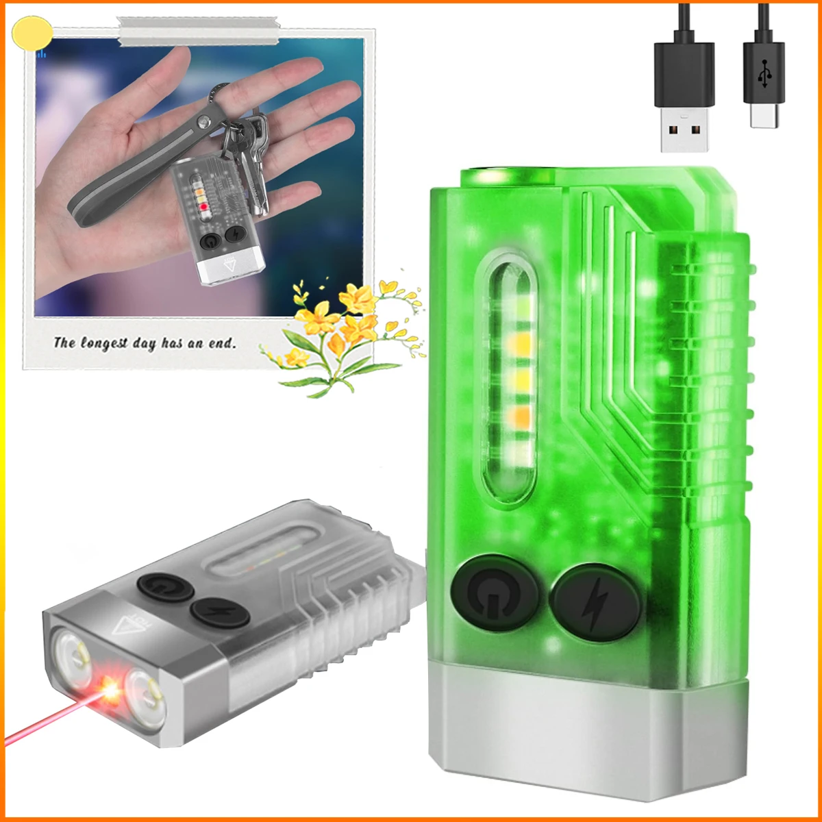 

FANDAO LED Small Powerful Flashlight Super Bright 1000 LM USB Rechargeable Powered Mini Pocket Keychain laser Light-14 Modes