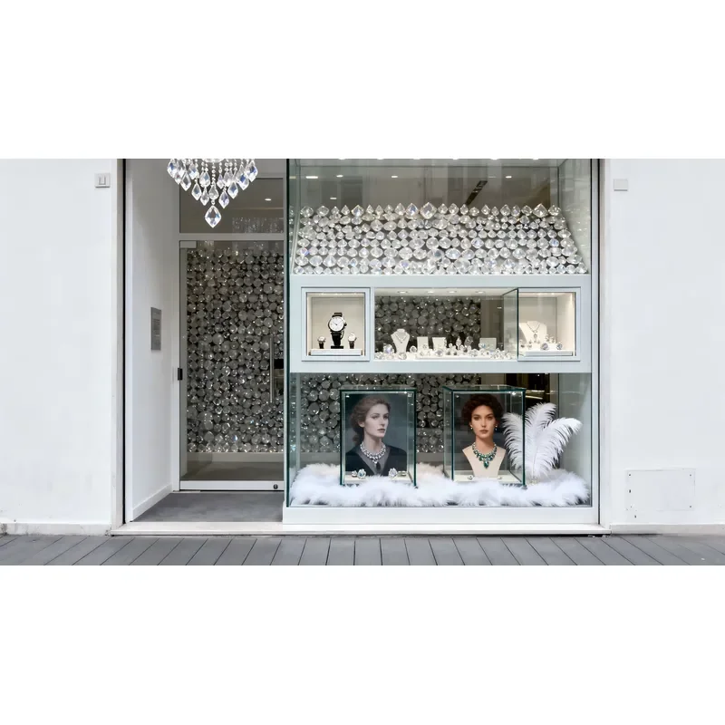 30 Inch Jewelry Display Cabinet with LED Lighting and Drawer for Jewelry Store Showroom