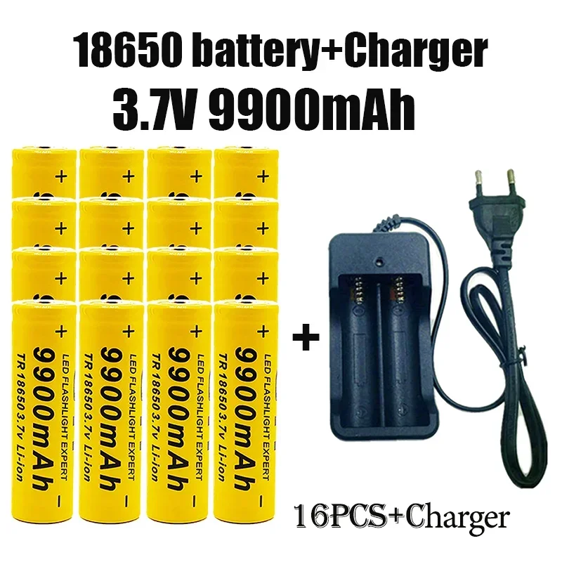 

18650Battery Rechargeable Battery 3.7V9900Mah with Charger Capacity Rechargeable Li-IonBattery for Remotecontrolcomputer Shaver