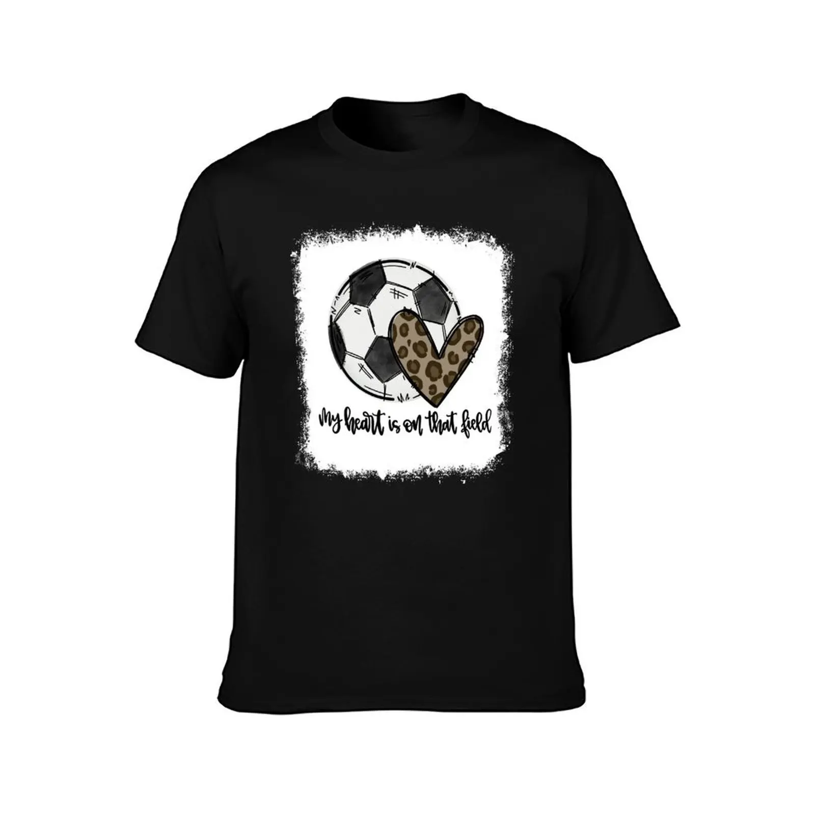 Bleached My Heart Is On That Field Soccer Mom Leopard T-Shirt Work Comfort for Men T-Shirt