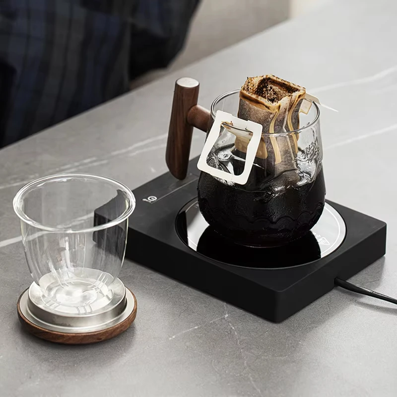 Placa quente elétrica aquecedora de caneca 200W 100 ° Máquina de chá aquecedora de copo C com almofada de aquecimento de porta-copos de 5 engrenagens Bebidas quentes 220V