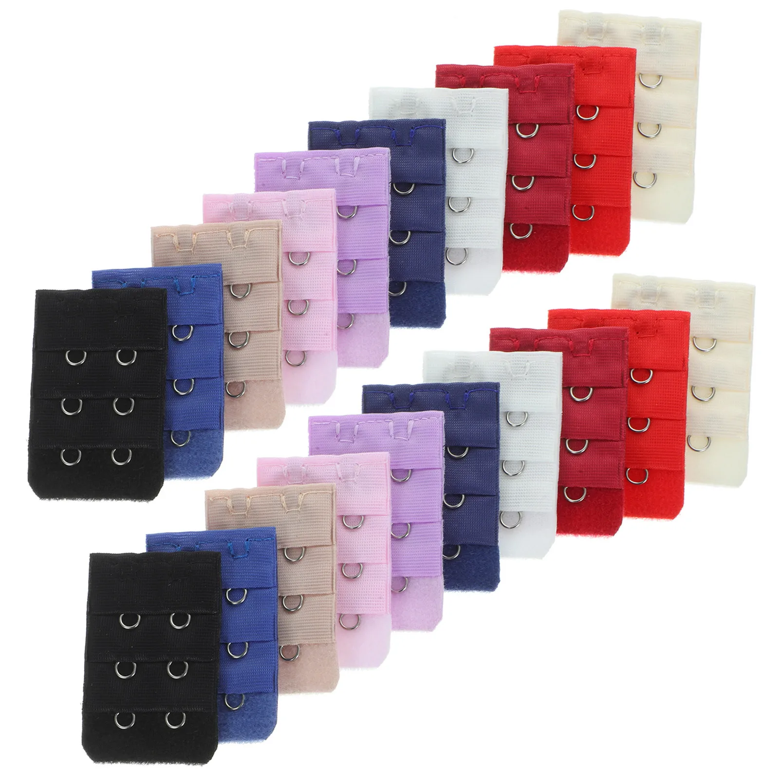 

20Pcs Women Bra Extenders 3 Row 2 Hook Adjustable Brassiere Extension Buttons Soft Skin Friendly Bra Strap Lengthener Clips