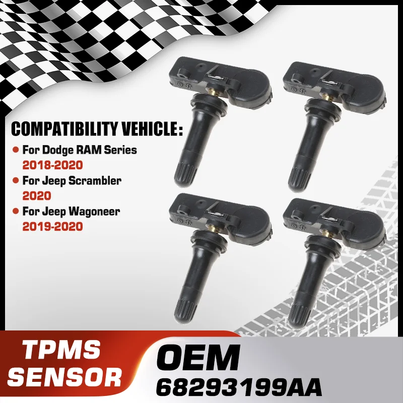 

68293199AA For Dodge RAM Series 2018-2020 Jeep Scrambler 2020 Jeep Wagoneer 2019-2020 TPMS Tire Pressure Monitor Sensor 433 MHz
