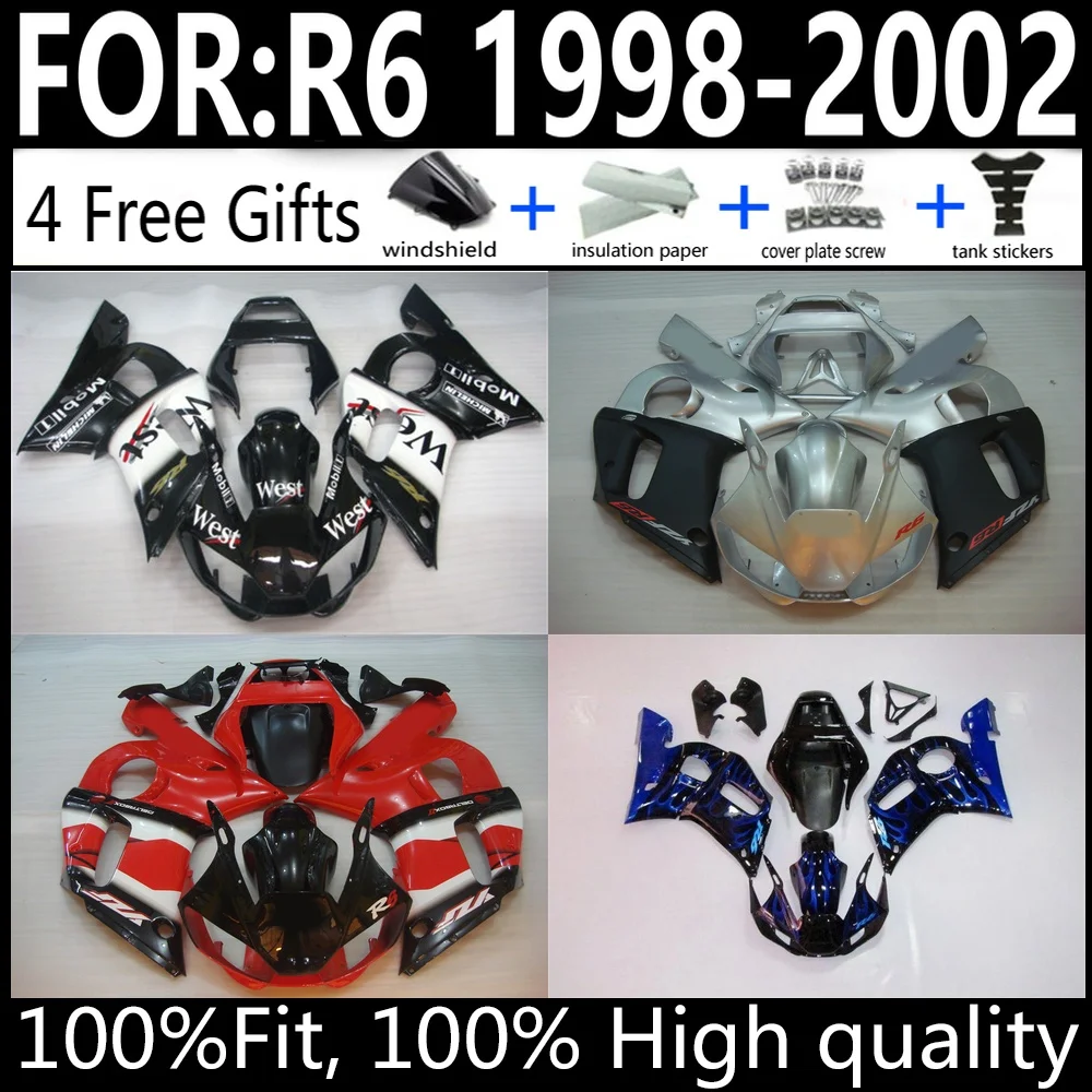 

Injection Molded ABS Fairing Kit For Yamaha YZF-R6 1998-2002 Bodywork Cowling Set High Quality Factory Direct Fit