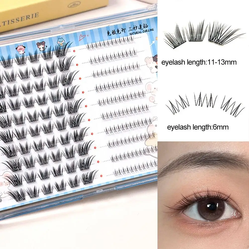 رموش صناعية خالية من الغراء ذات سعة كبيرة مزيج الرموش كتاب نظرة طبيعية رموش مانغا العنقودية ملابس يومية سهلة التطبيق