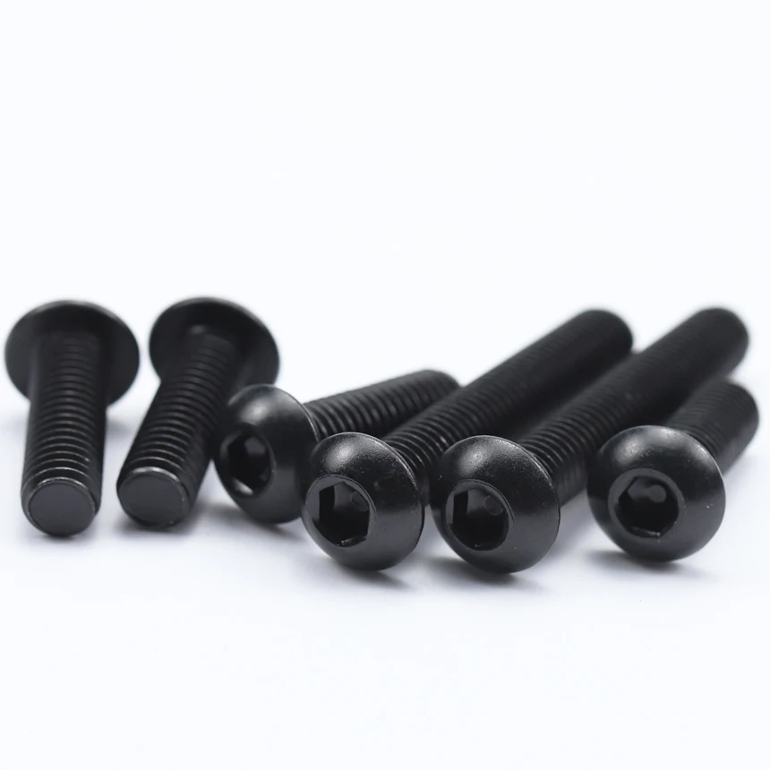 M2 M2.5 M3 M4 3/4/5/8/10/12/16/18/20/25-40 Black 304 Stainless Steel Inner Hex Hexgaon Socket Button Round Allen Head Bolt Screw image 3