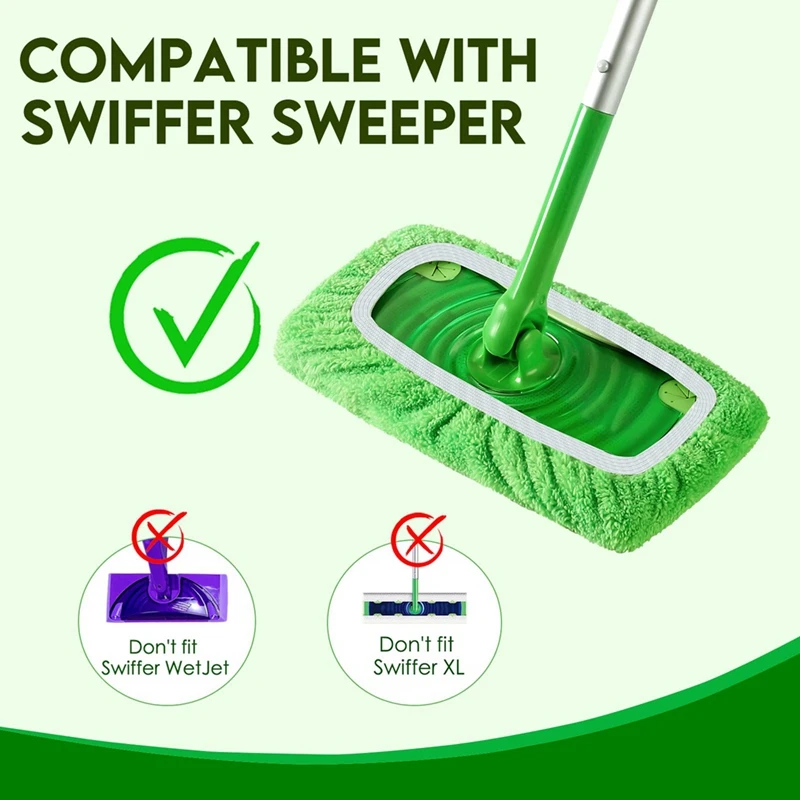 Mop Pads Recarga para Swiffer Sweeper, Panos de varrer seco, Panos de esfregar molhados, Lavável para limpeza doméstica