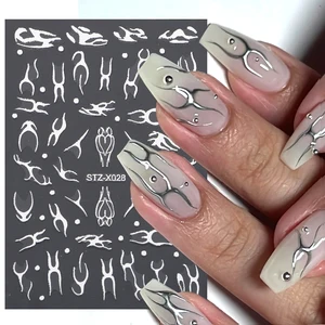 8 mejores pegatinas de uñas plateadas de ventas - №5