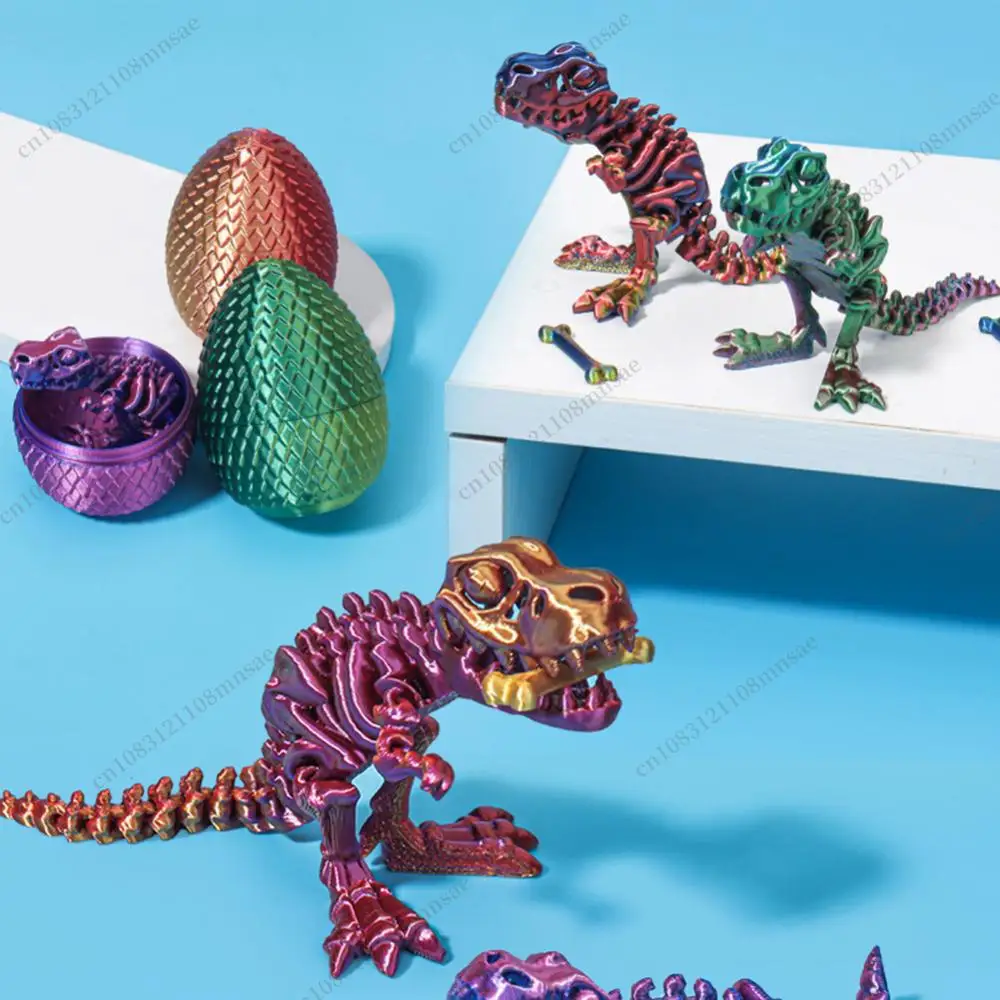 

1 шт., набор яиц дракона, 3D печатный вращающийся скелет тираннозавра Рекса, скелет динозавров, модель украшения, игрушка-непоседа для детей, подарок