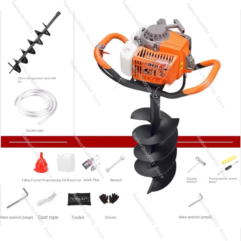 Ground drill Post Hole Excavator 2 Stroke 98CC Petrol Soil Drill Drill 5.2kw Fence Ground  Installing Guardrail Railings