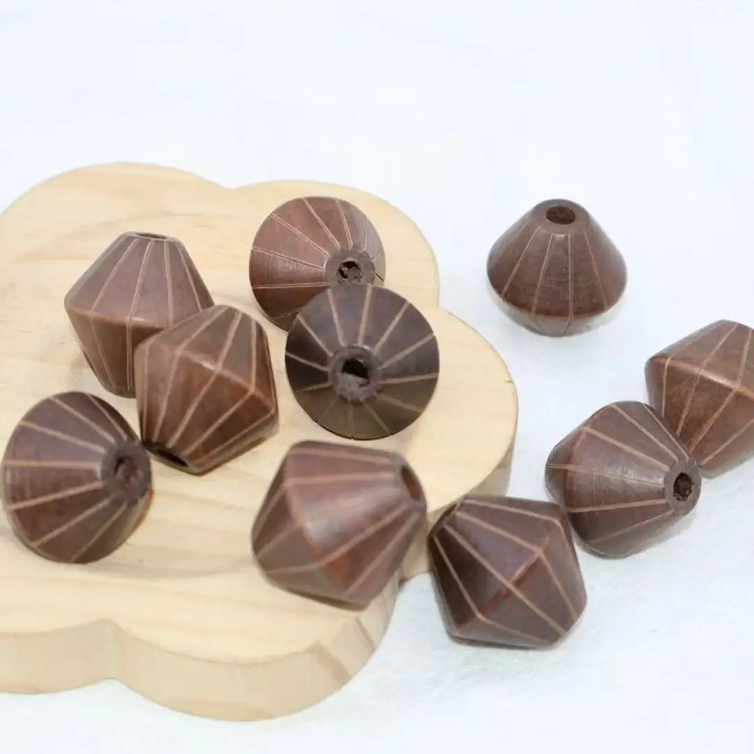 

50 шт. DIY деревянные бусины ромб угловой браслет из бисера ожерелье аксессуары для изготовления ювелирных изделий резьба узоры с большими отверстиями 25 мм