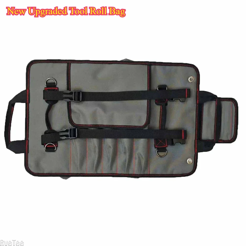 

New Upgraded Tool Roll Bag - 2 Translucent Pockets With Back Insert Pockets Portable Electrician Tool Organizer Car Storage