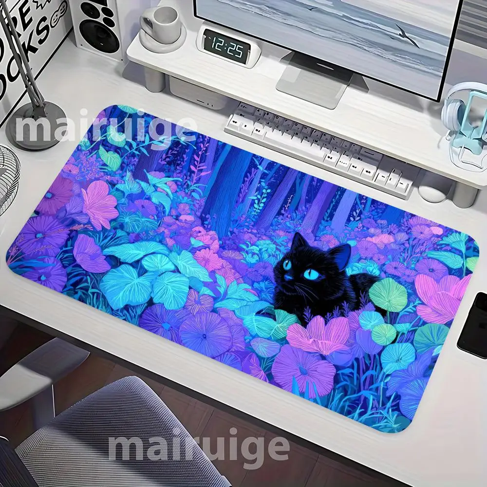 Kawaii Cat Themed Mouse Pad Large Computer Office Game Table Mat XXL Rubber Anti-slip Stitched Edge Keyboard Mats Long Desk Pads