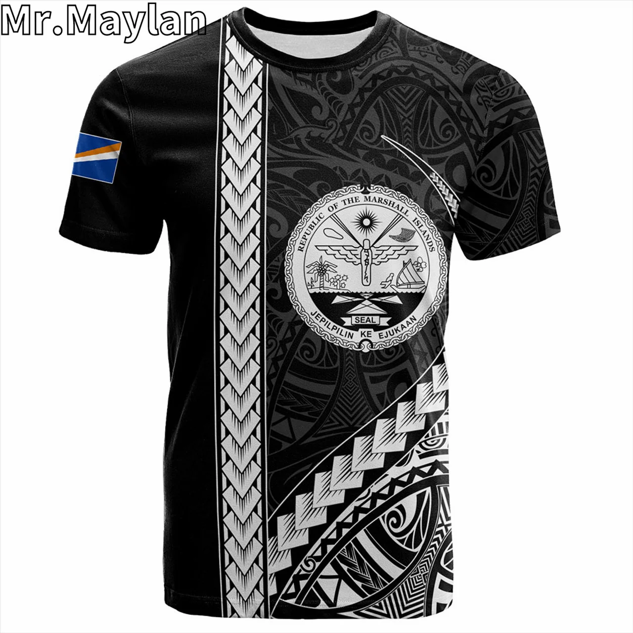 Custom 3D Marshall Islands Polynesian Hawaii T-Shirt Micronesian Coat Of Arms Tattoo Tshirt Men Women Streetwear Unisex Tee Tops