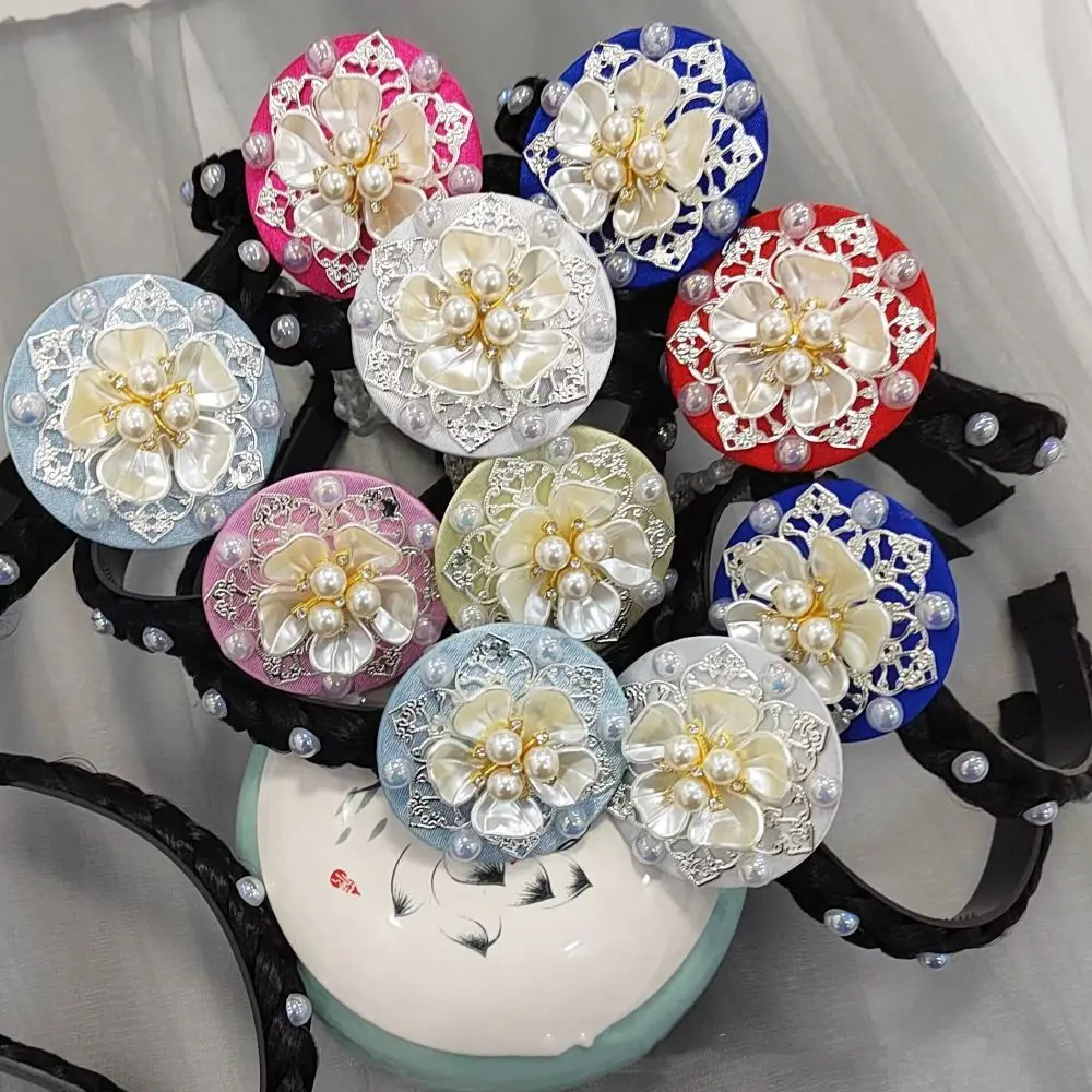 

Retro Flower Korean Headband Pearl Tassel Hanbok Hairband Ethnic Style Traditional Stage Dance Hair Hoop Children